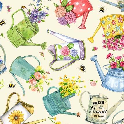 Watering Cans - Gardening fabric - Michael Miller - 100% Cotton
