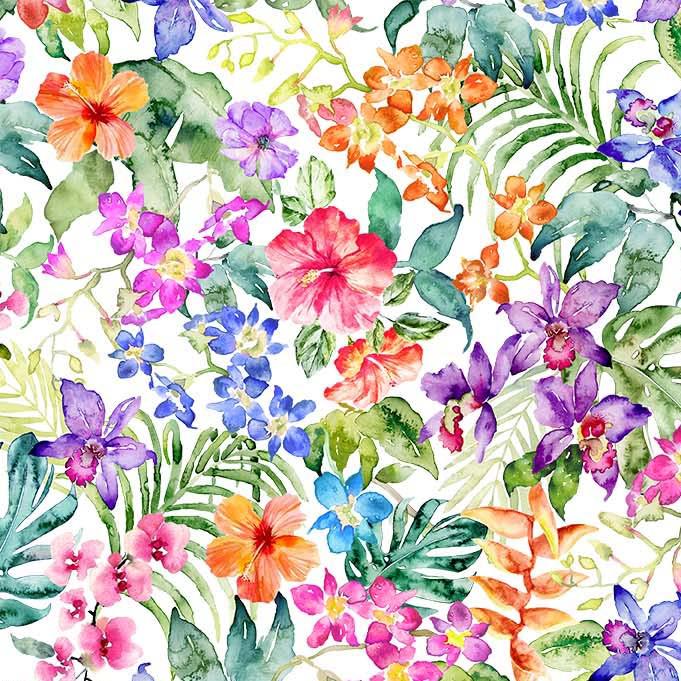 Tropical flower fabric - Hibiscus - Michael Miller - 100% cotton - Paradise Found