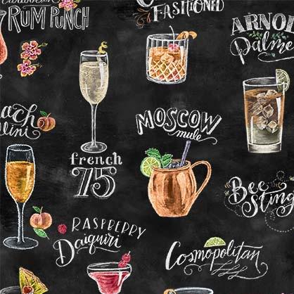 Cocktails fabric - Happy Hour Menu - 100% Cotton - Michael Miller