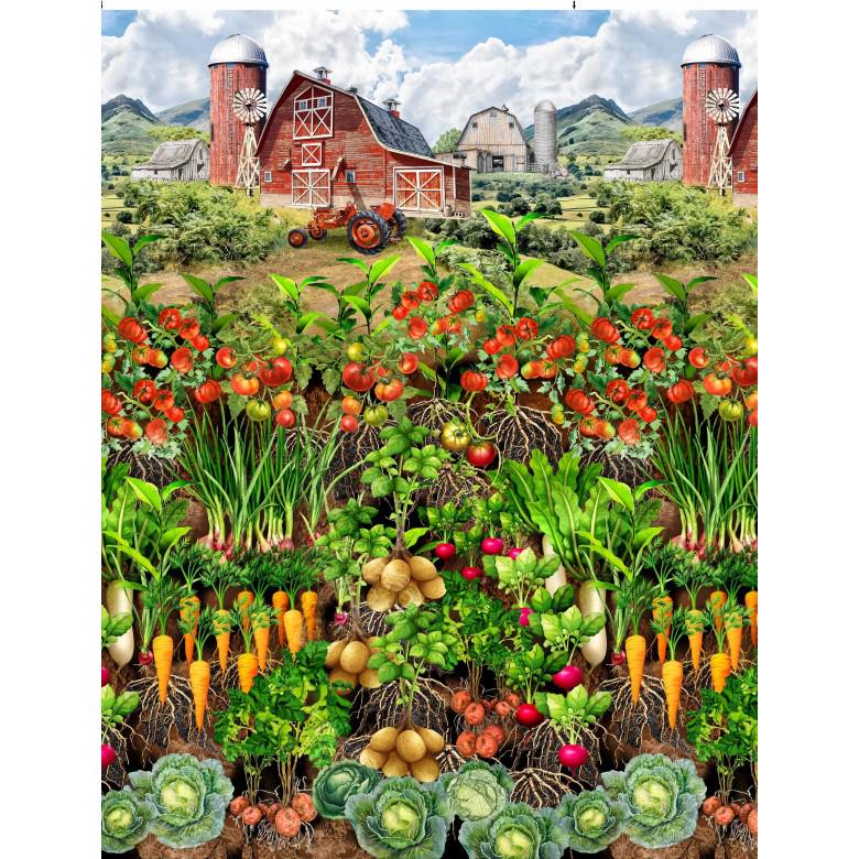 Vegetable Garden Fabric Panel - 24" x 44" - 100% cotton - Michael Miller