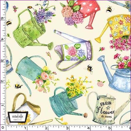 Watering Cans - Gardening fabric - Michael Miller - 100% Cotton