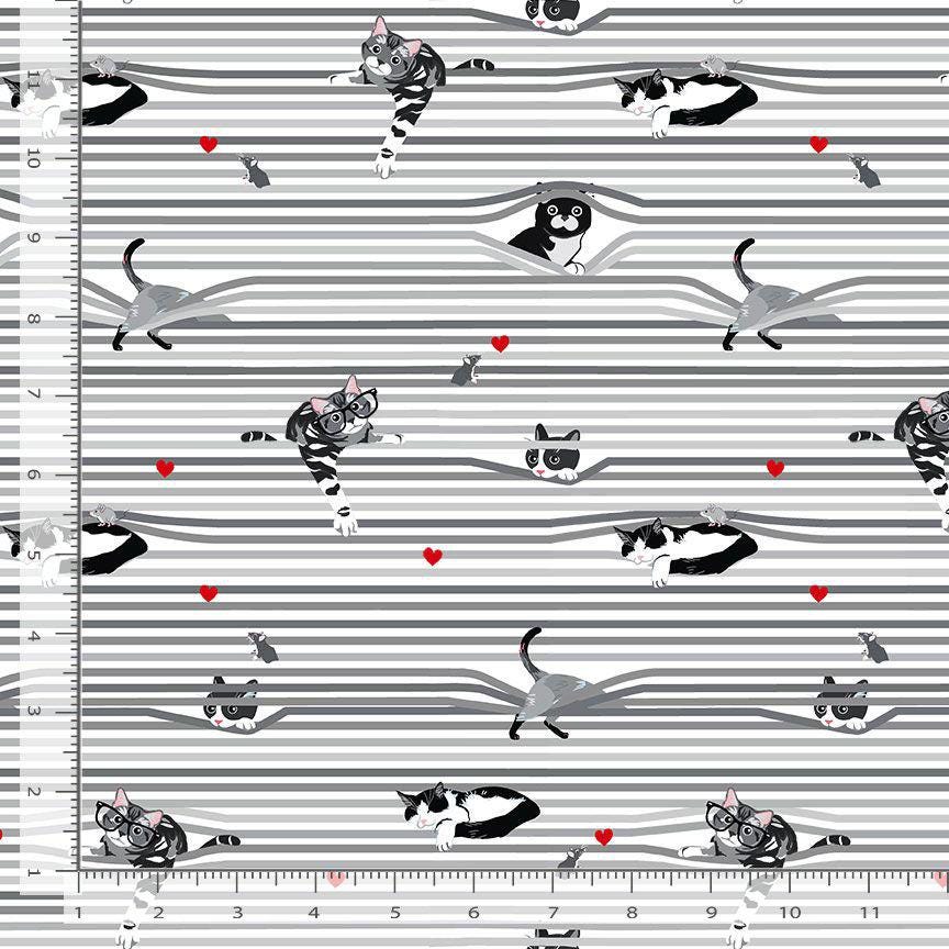 Cat fabric - Peekaboo Shade Cats - 100% Cotton - Timeless Treasures - Window Blinds
