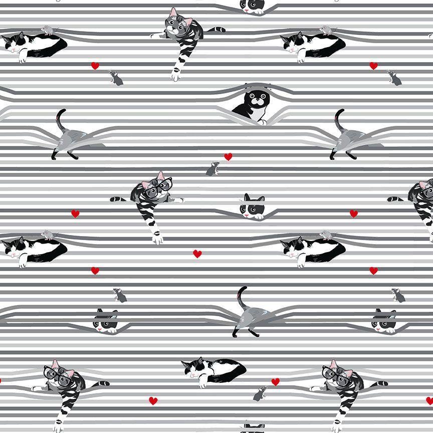 Cat fabric - Peekaboo Shade Cats - 100% Cotton - Timeless Treasures - Window Blinds
