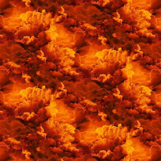 Dragon Fire Sky - Clouds Fabric - Timeless Treasures - 100% Cotton - Dragon's Lair Collection - SKY-CD3942 Orange
