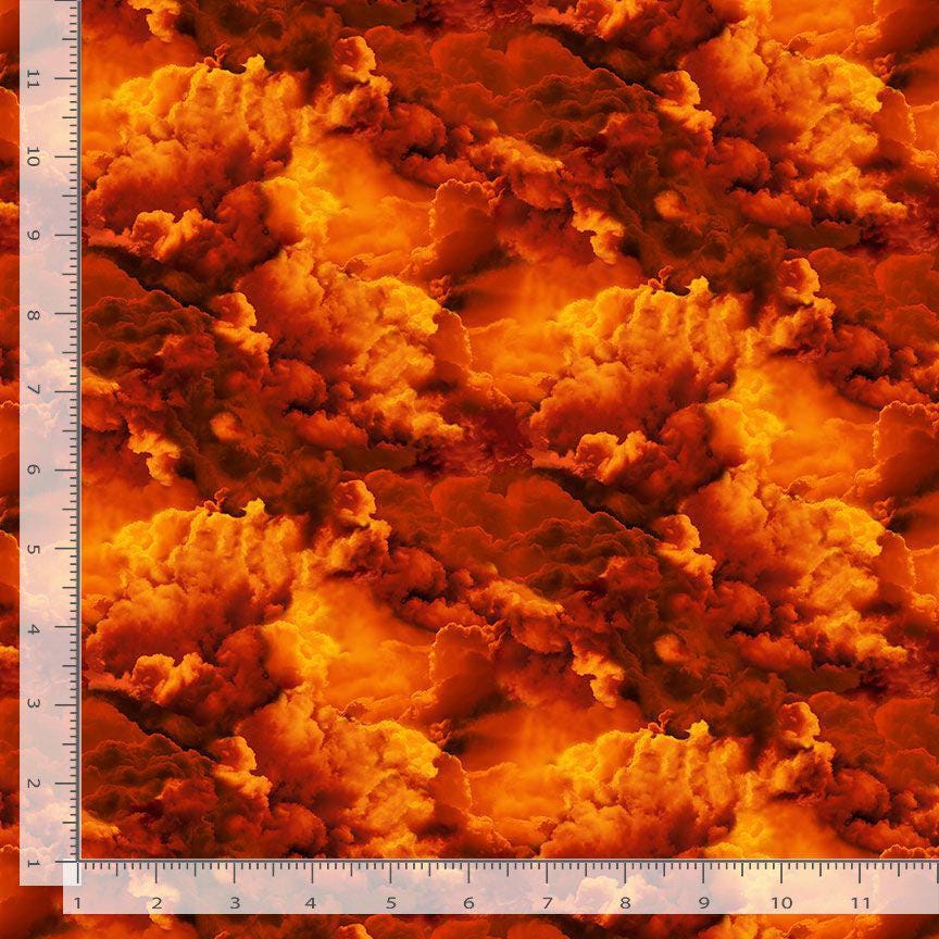 Dragon Fire Sky - Clouds Fabric - Timeless Treasures - 100% Cotton - Dragon's Lair Collection - SKY-CD3942 Orange