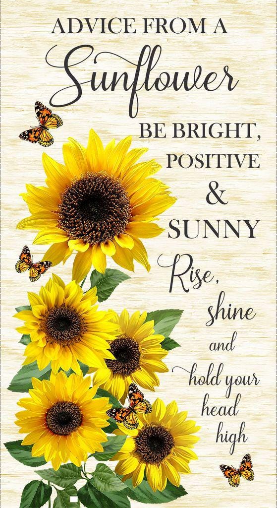 Sunflower Fabric Panel 24" x 44" - 100% cotton - Timeless Treasures - Advice CD2921