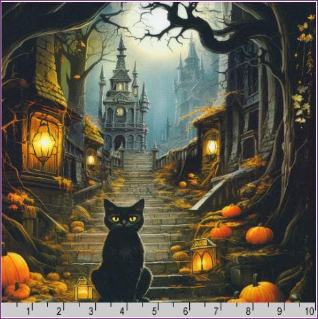 Halloween Fabric Panel - 24" x 44" - 100% cotton - Robert Kaufman - APYD-23690-438