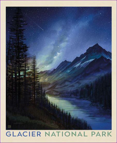 National Parks Glacier Fabric Panel - 36" x 43" - 100% Cotton - Riley Blake - PD17705