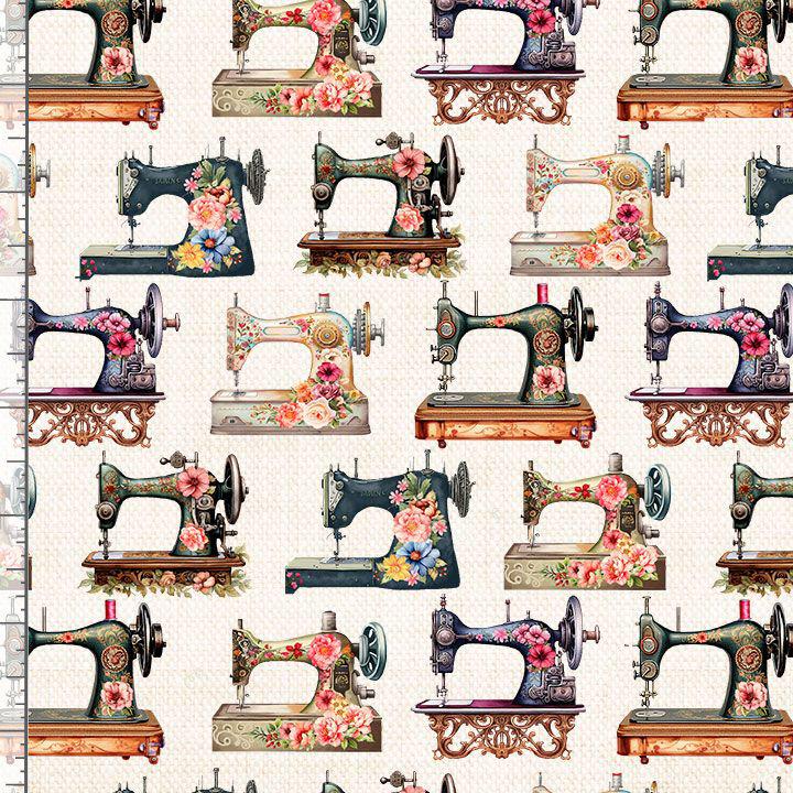 Floral Sewing Machine Fabric - Timeless Treasures - 100% Cotton - CD3874