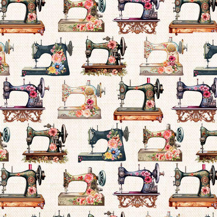 Floral Sewing Machine Fabric - Timeless Treasures - 100% Cotton - CD3874