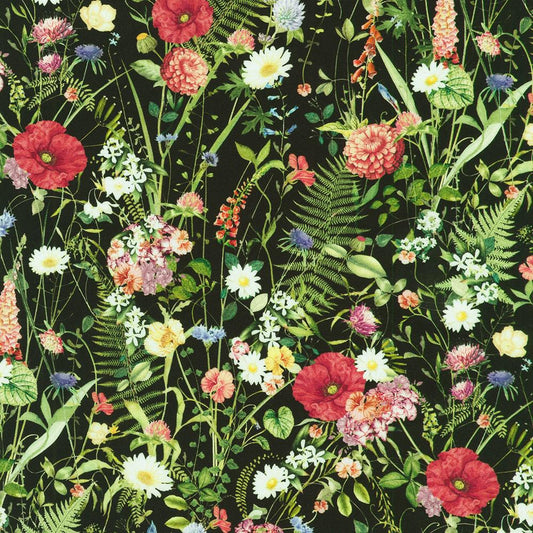 Floral Fabric - Twilight Terrace - Robert Kaufman - 100% Cotton - SRKD-23984-2 Black