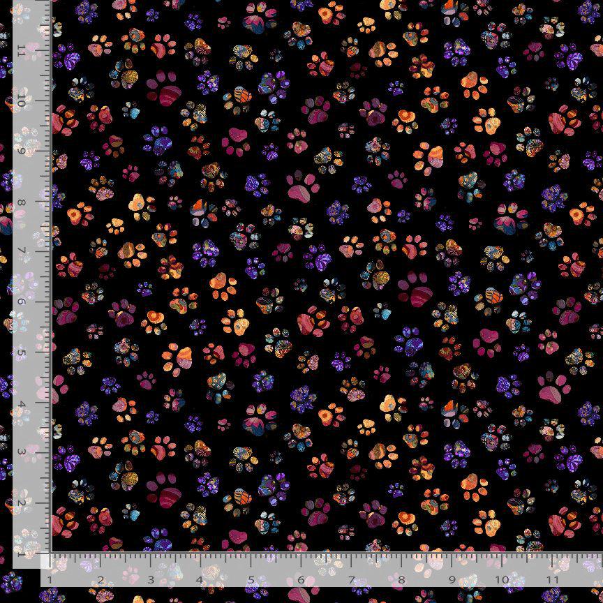 Floral Paw Print fabric - 100% Cotton - Timeless Treasures - CAT-CD4115