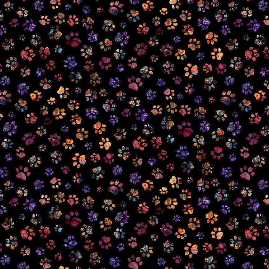 Floral Paw Print fabric - 100% Cotton - Timeless Treasures - CAT-CD4115