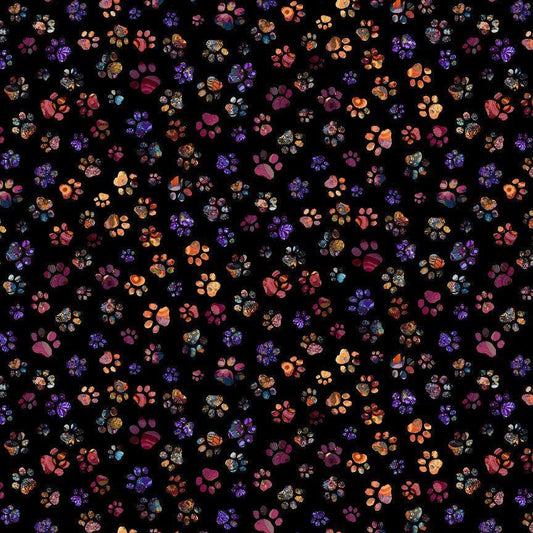 Floral Paw Print fabric - 100% Cotton - Timeless Treasures - CAT-CD4115
