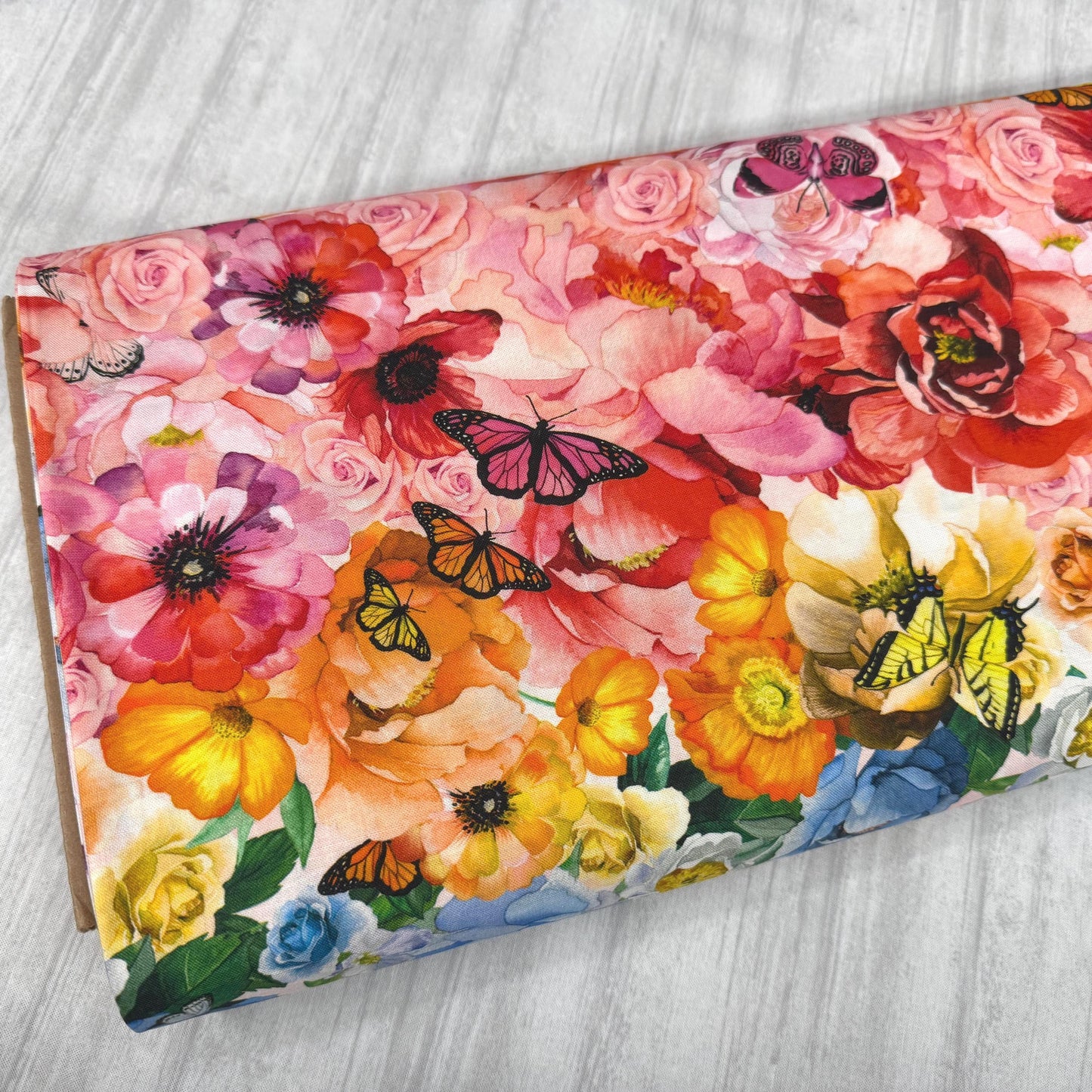 Butterfly Rose Garden Fabric - Monarch Gardens - Camelot - 100% Cotton - 76250102-01