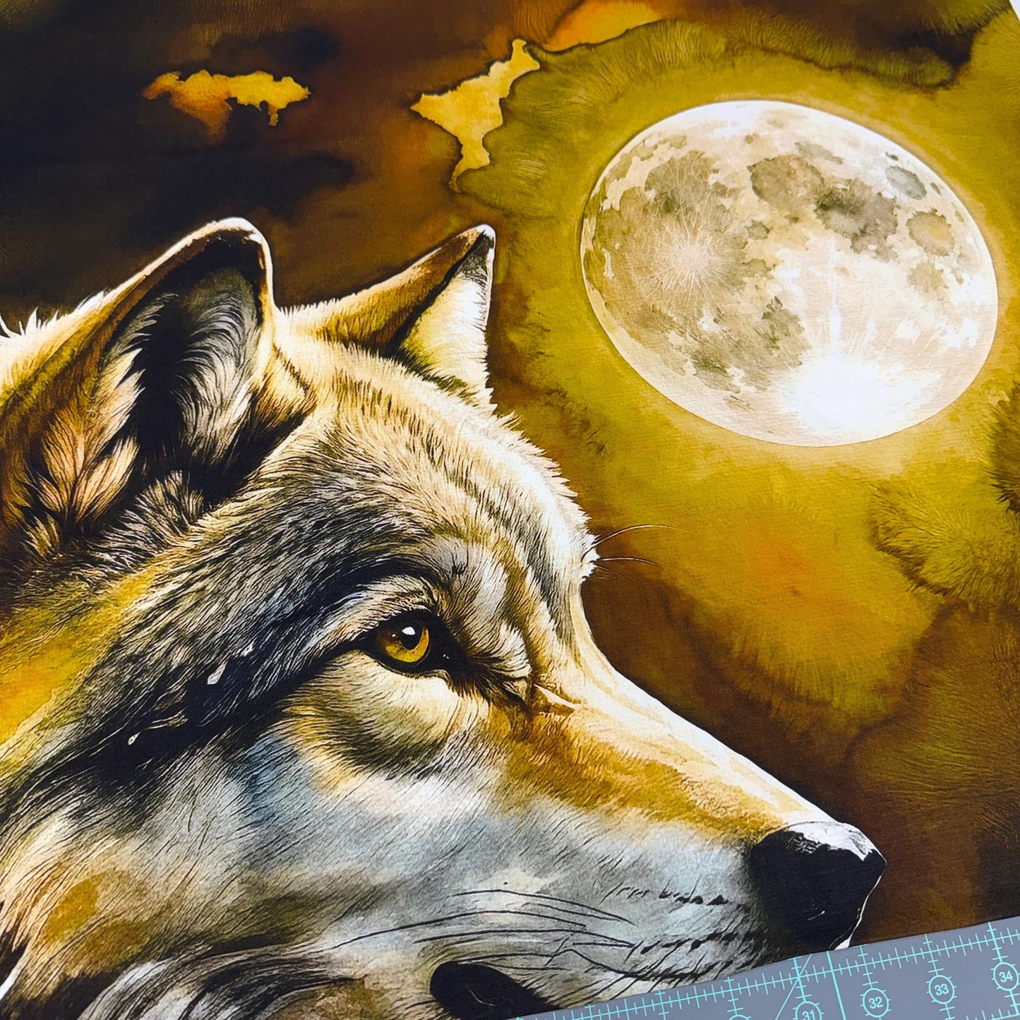 Wolf Fabric Panel - 36" wide x 43.5 tall - Camelot - 100% Cotton