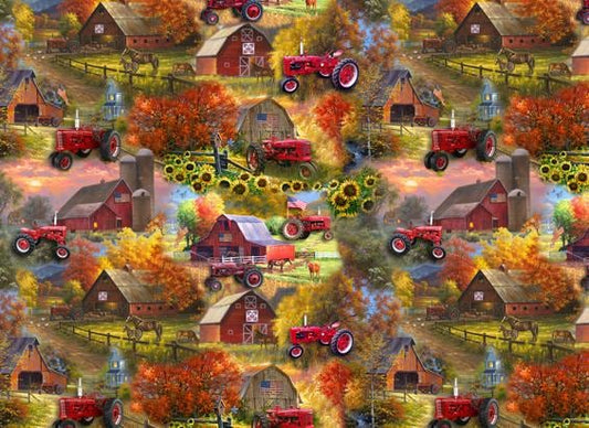 Farmall Barn Fabric - Sykel - 100% Cotton Fabric