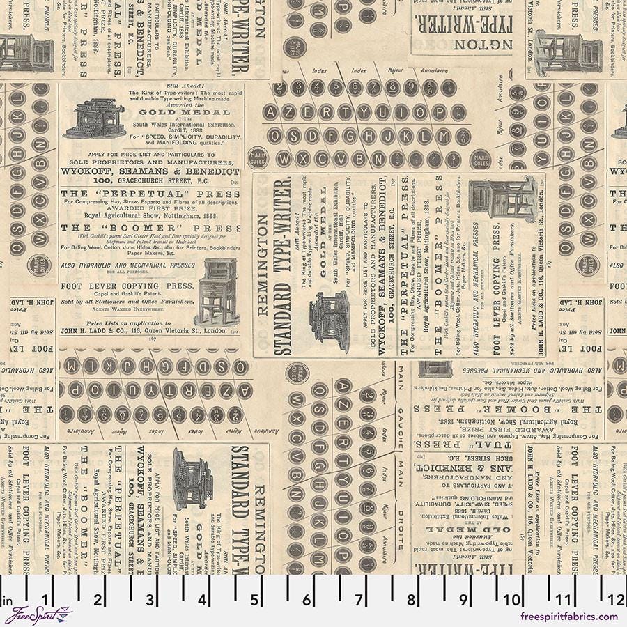Tim Holtz Typewriter Fabric - 100% Cotton Fabric - FreeSpirit - Eclectic Elements