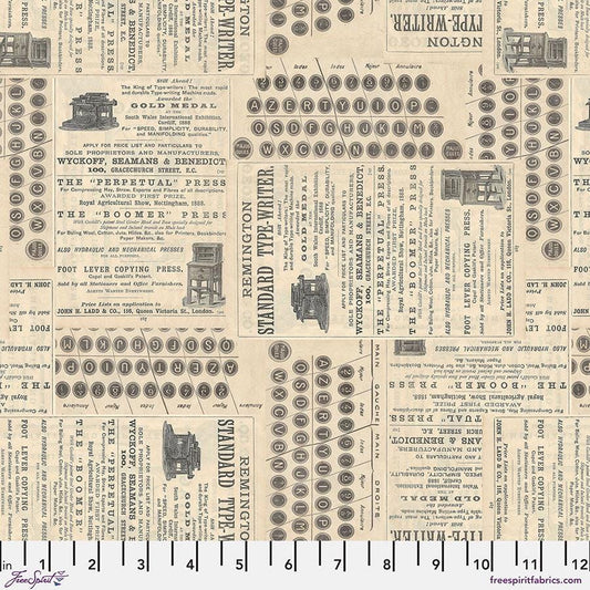 Tim Holtz Typewriter Fabric - 100% Cotton Fabric - FreeSpirit - Eclectic Elements