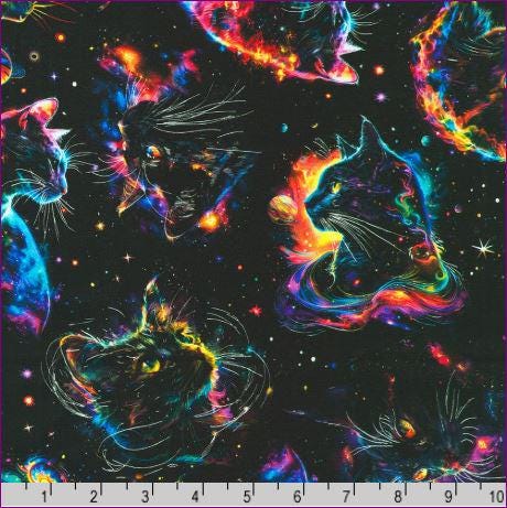 Galaxy Cats Fabric - Robert Kaufman - 100% Cotton - SRKD-23924-325 Celestial