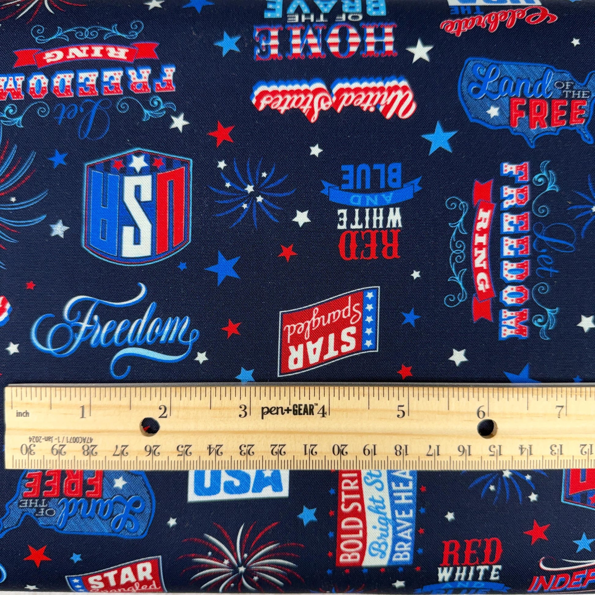 Patriotic USA Fabric - 100% Cotton - Benartex - Let's Celebrate Words