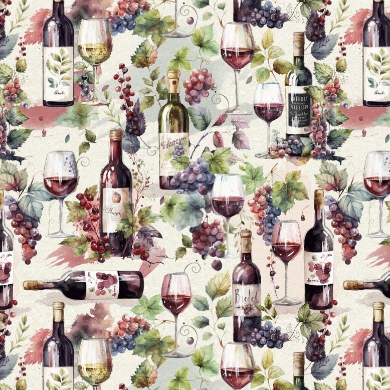 Wine Bottles and Glasses Fabric - Timeless Treasures - 100% Cotton - WINE-CD4174 MULTI