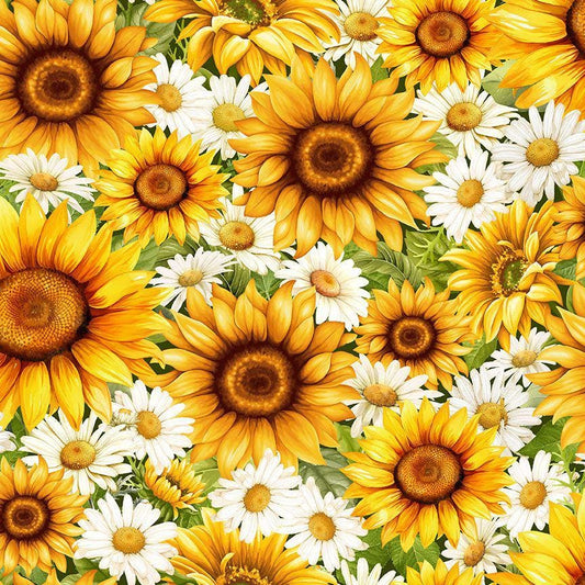 Daisies and Sunflowers Fabric - Timeless Treasures - 100% Cotton - CD3883