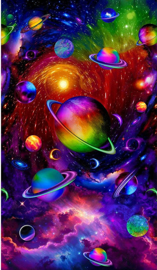 Planet Fabric Panel - 24" x 43"- Timeless Treasures - 100% Cotton Fabric - CD3770