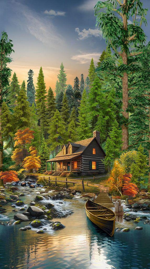 Cabin fabric panel - 24” x 44” - 100% Cotton - Timeless Treasures - CD3830
