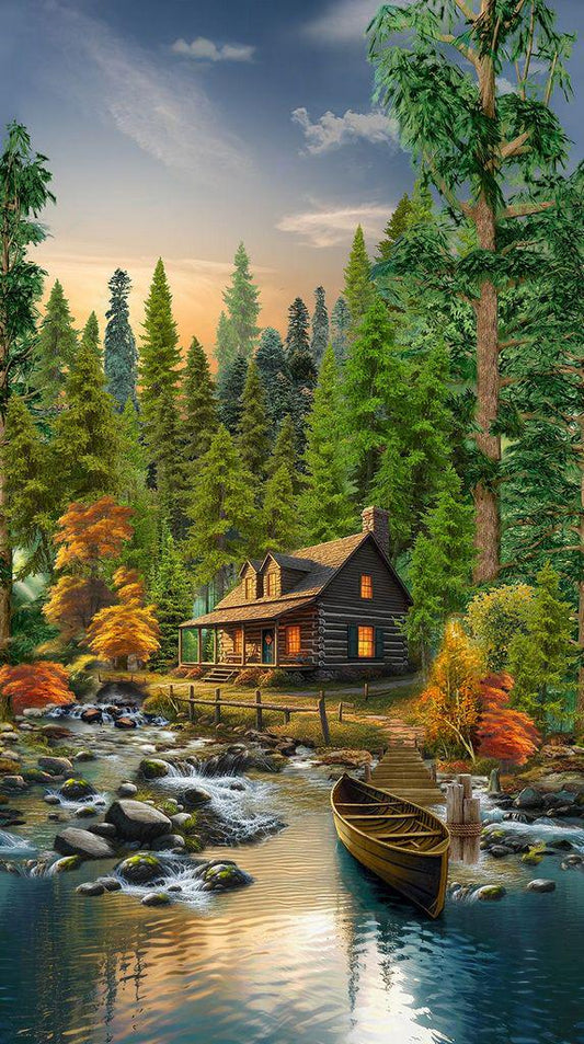 Cabin fabric panel - 24” x 44” - 100% Cotton - Timeless Treasures - CD3830