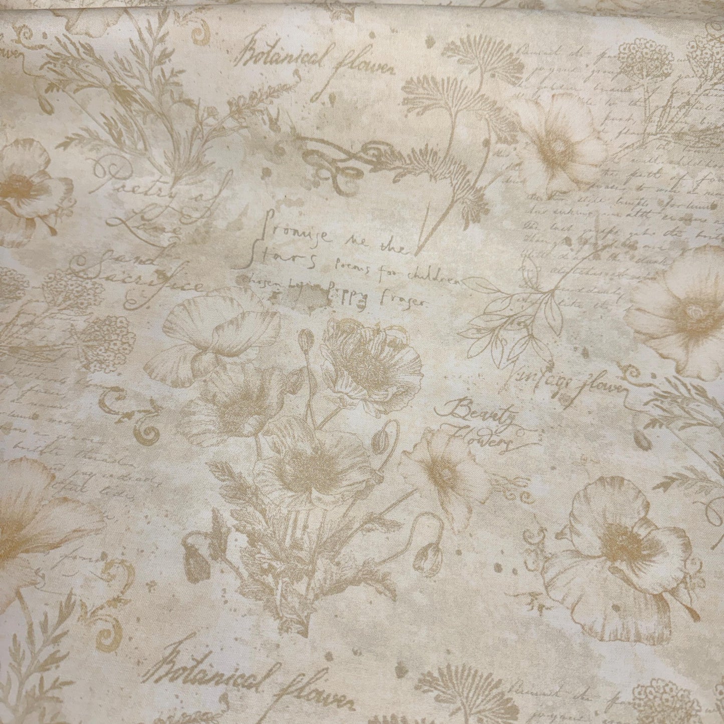Toile Poppy Flower Fabric - 100% Cotton - Timeless Treasures - CD3807