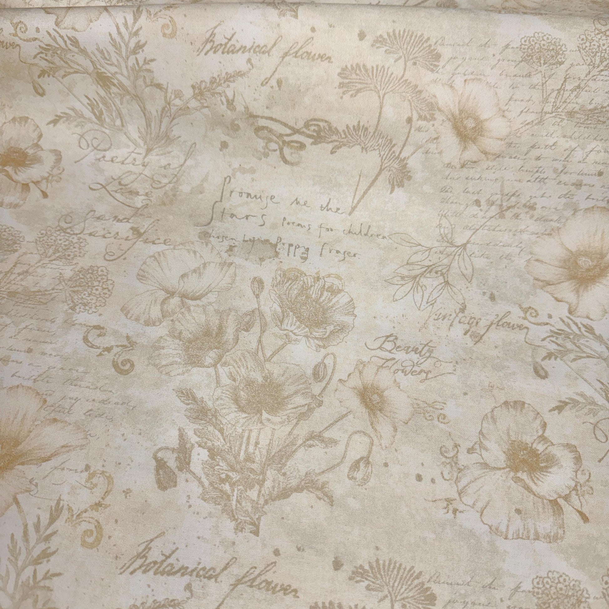 Toile Poppy Flower Fabric - 100% Cotton - Timeless Treasures - CD3807