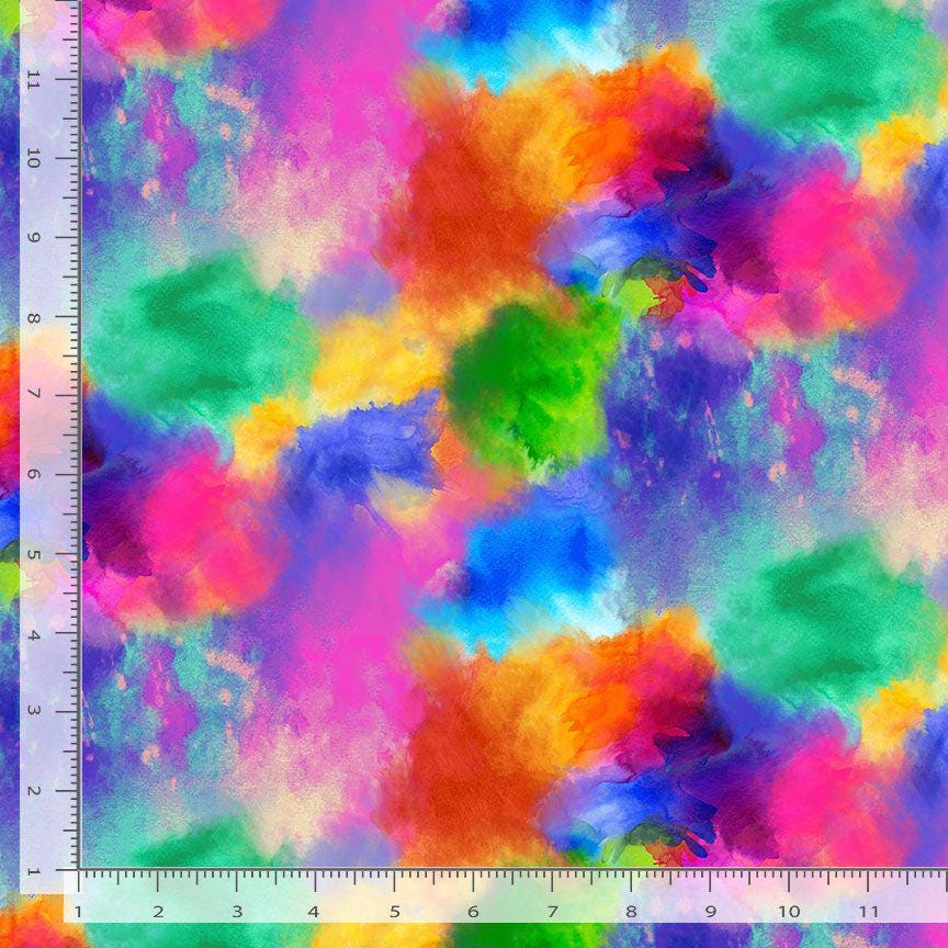 Watercolor Brush Strokes Fabric - CD3677 - 100% Cotton - Timeless Treasures - Multicolor Rainbow Colorful Blender dots