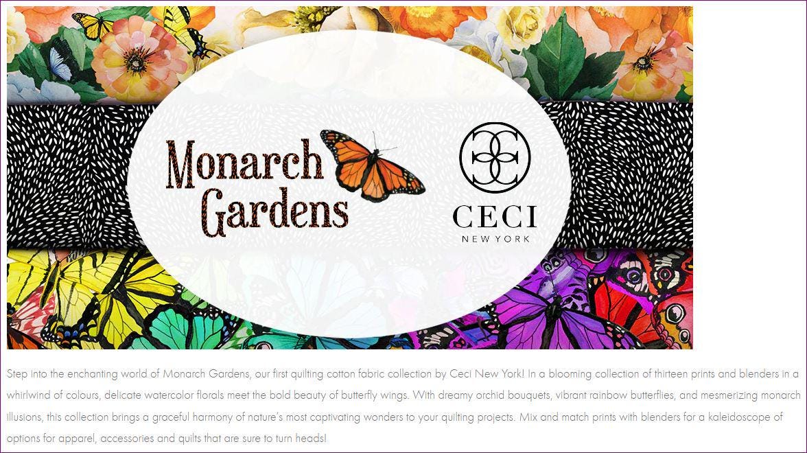 Rainbow Butterfly Fabric - Monarch Gardens - Camelot - 100% Cotton - 76250103-01