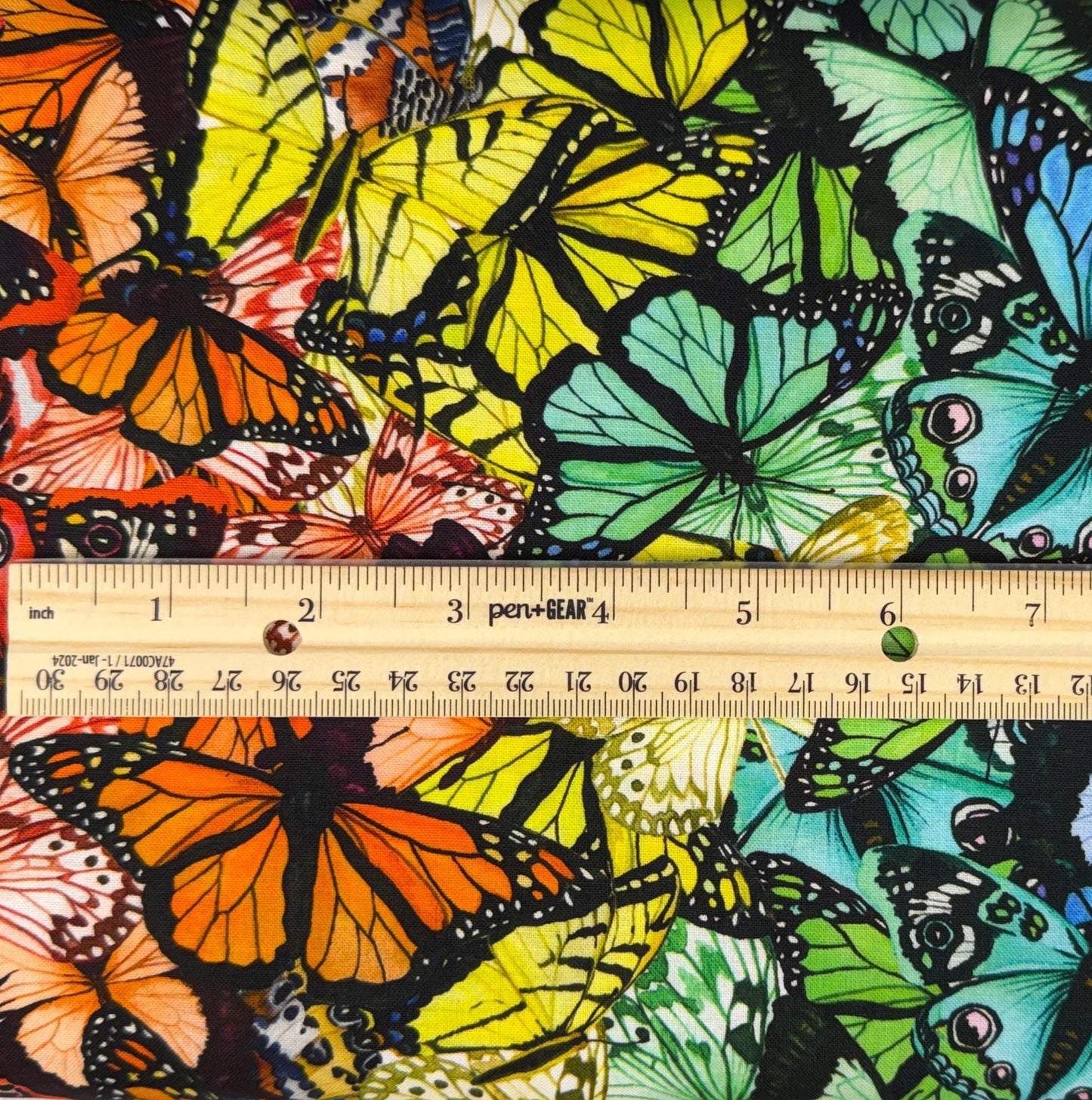 Rainbow Butterfly Fabric - Monarch Gardens - Camelot - 100% Cotton - 76250103-01