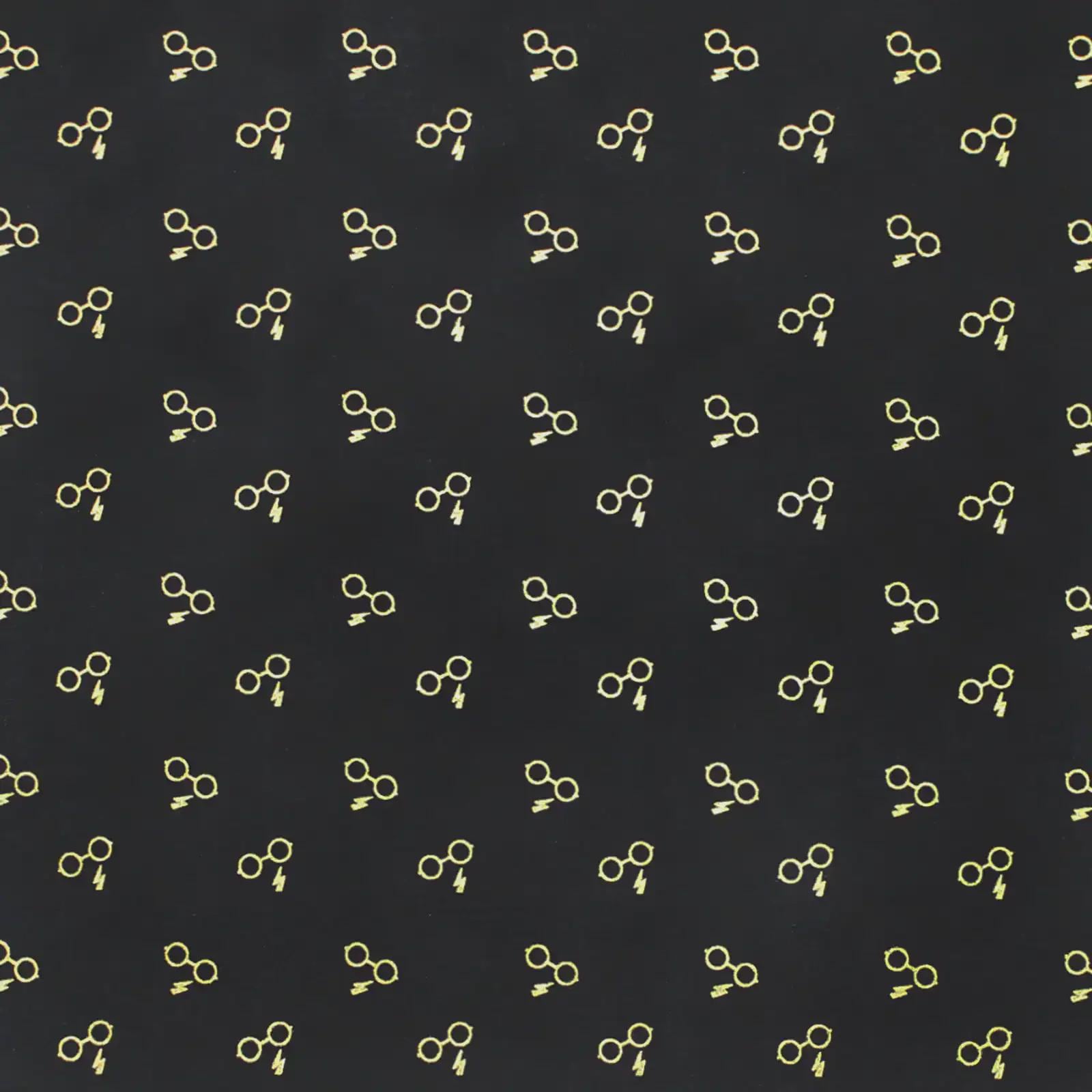 Harry Potter Glasses and Bolt fabric - METALLIC - 100% cotton - Camelot