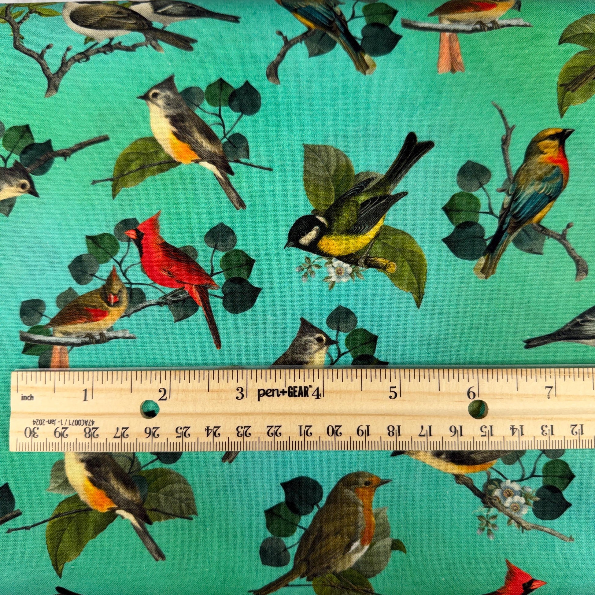 Bird Fabric - 100% Cotton - 4620-67 Jade - Blank Quilting