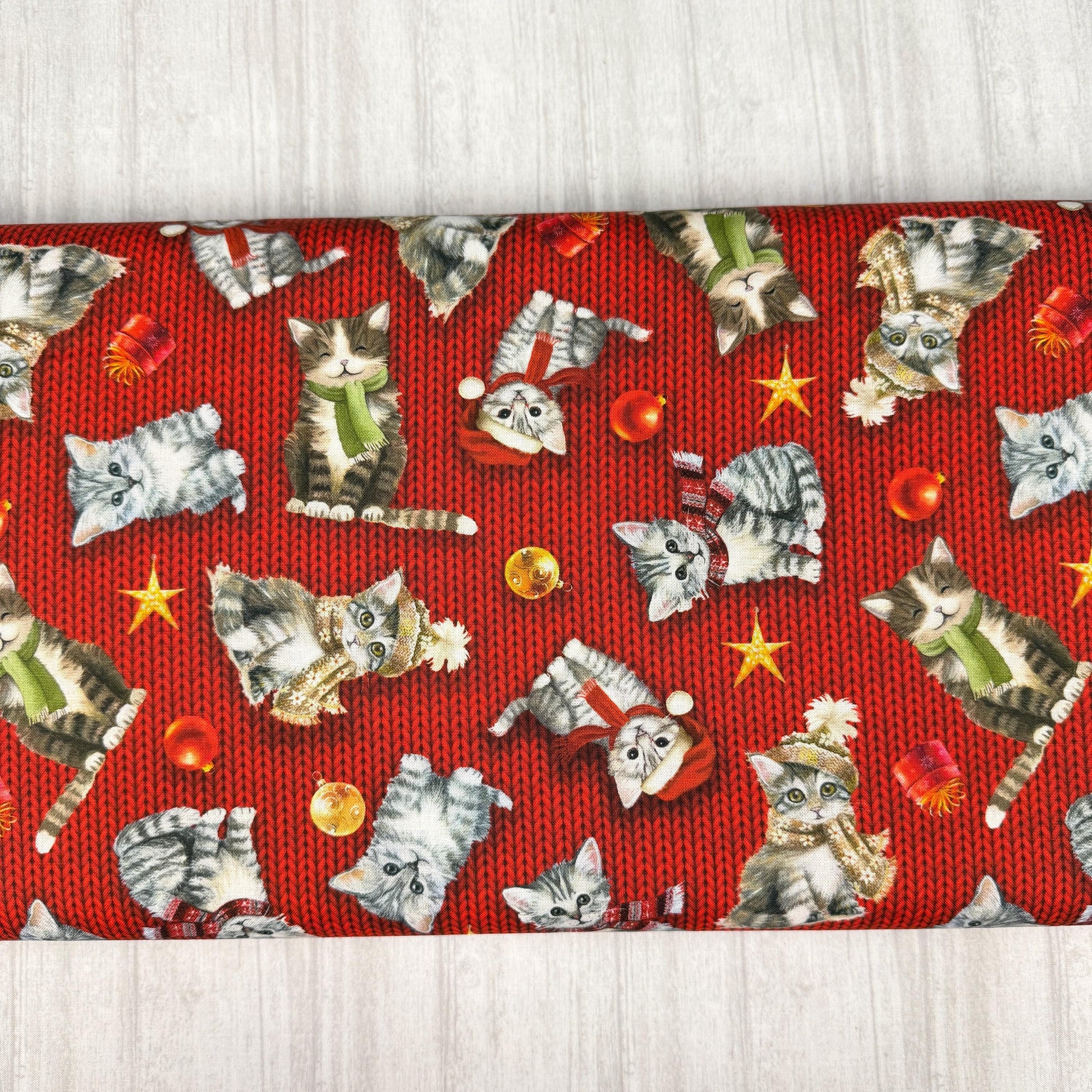 Christmas Cat Fabric - 100% cotton - Blank Quilting Corp - Purr-Fect Holiday Season