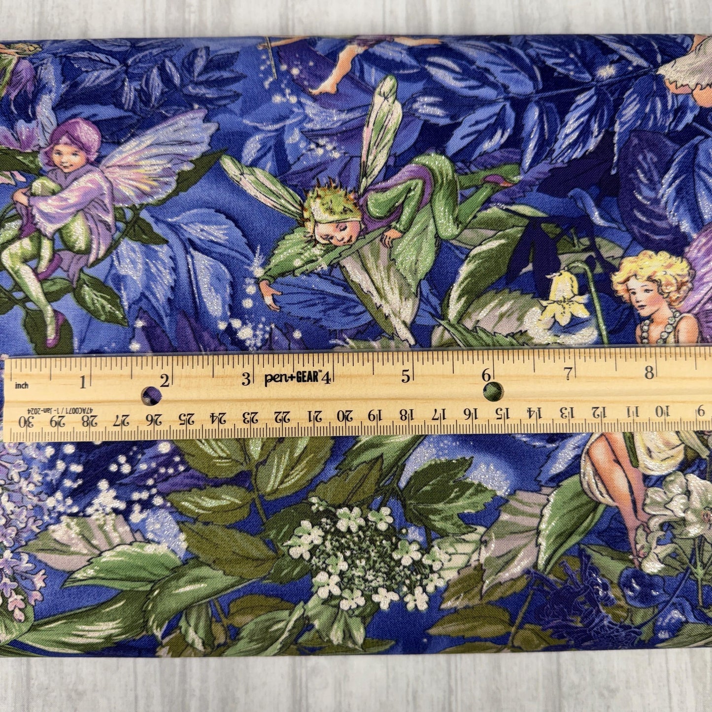 Night Fairies Fabric - Silver GLITTER Accents - 100% cotton - Michael Miller - DM5043-NITE-D