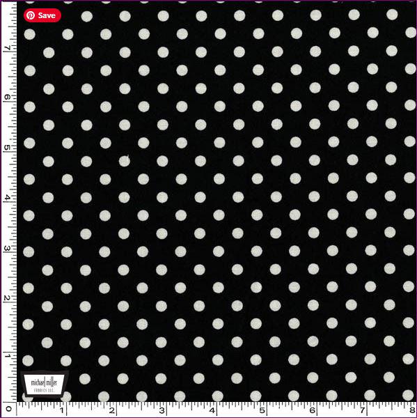 Black and White Polka Dot Fabric - 1/4" dot - Michael Miller - 100% cotton - CX2490-BLAC-D