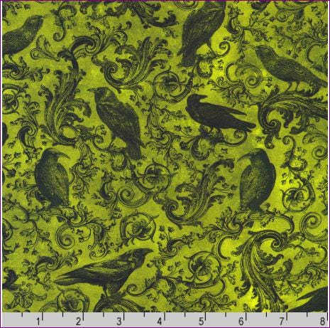 Halloween Raven Fabric - Robert Kaufman - Ravenwood - 100% Cotton