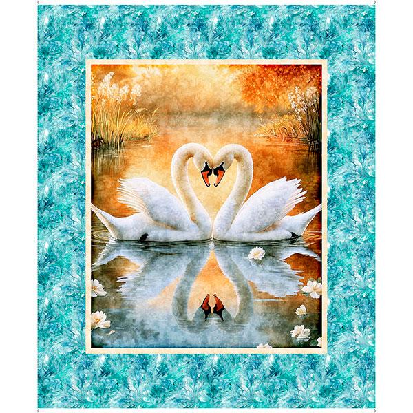 Swan Fabric Panel - 36" x 44" - 100% cotton - QT - Swan song