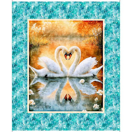 Swan Fabric Panel - 36" x 44" - 100% cotton - QT - Swan song