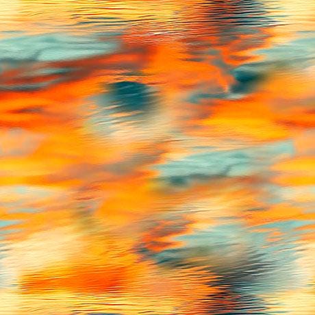 Sunset Pond Water Fabric - 100% cotton - QT - Swan song