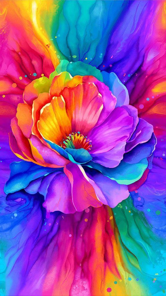 Petal Power - Flower Fabric Panel 24" x 44" - 100% cotton - Timeless Treasures