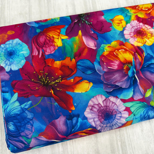 Rainbow Floral Fabric - Timeless Treasures - 100% Cotton - CD3817