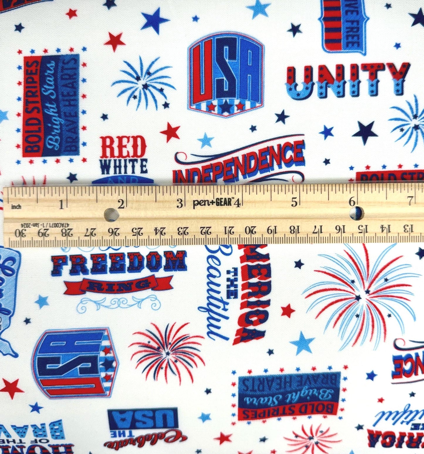 Patriotic USA Fabric - 100% Cotton - Benartex - Let's Celebrate Words