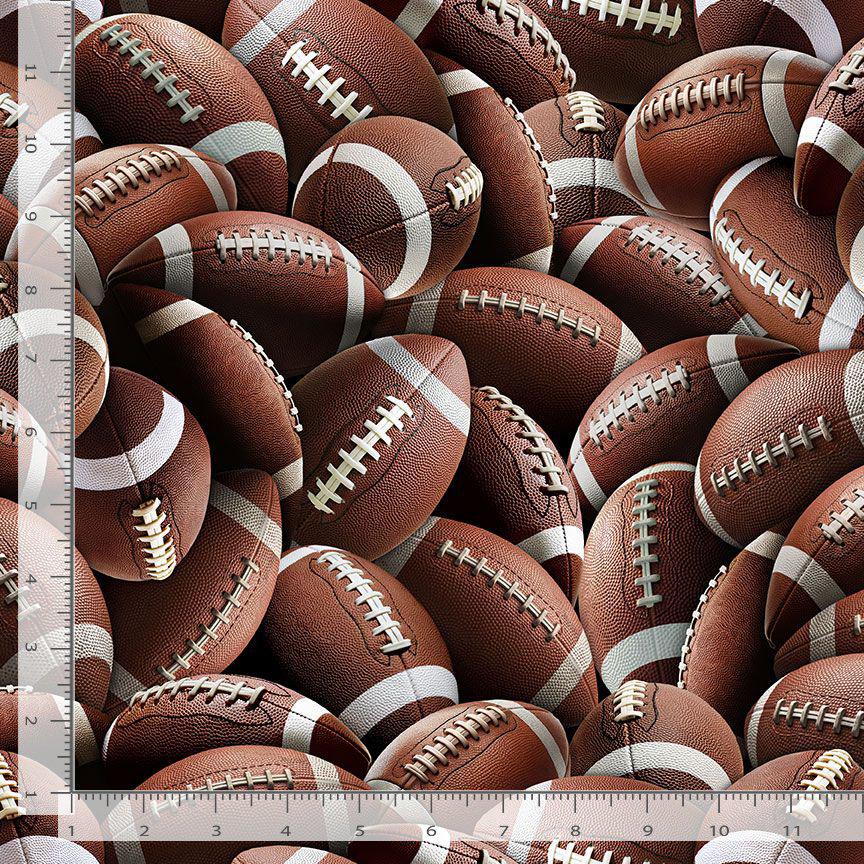 Packed Football fabric - 100% Cotton - Timeless Treasures - CD3878 Brown