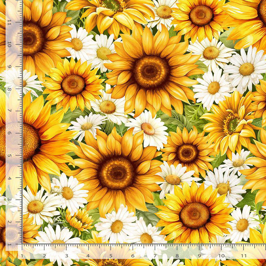 Daisies and Sunflowers Fabric - Timeless Treasures - 100% Cotton - CD3883