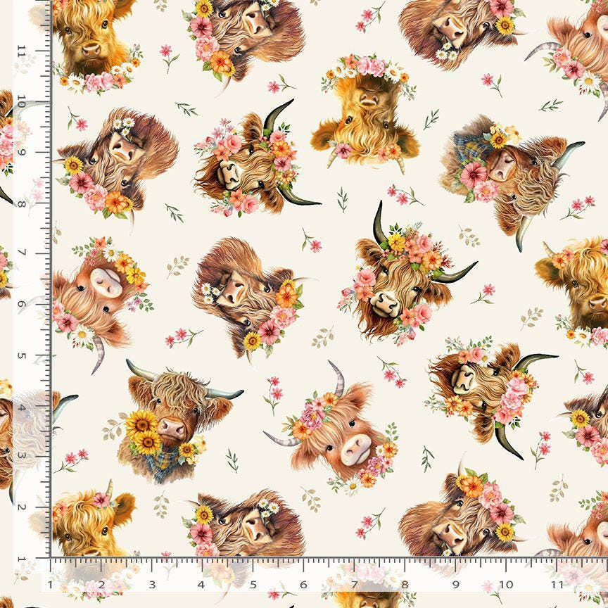 Highland Cow Fabric - Timeless Treasures - 100% Cotton - CD3885